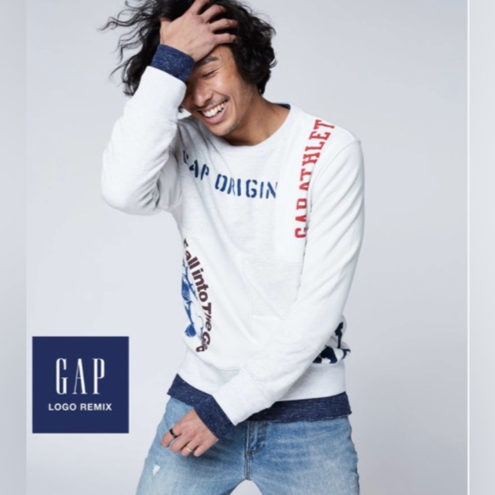 Gap Logo Remix Pullover Sweatshirt in Grey Heather